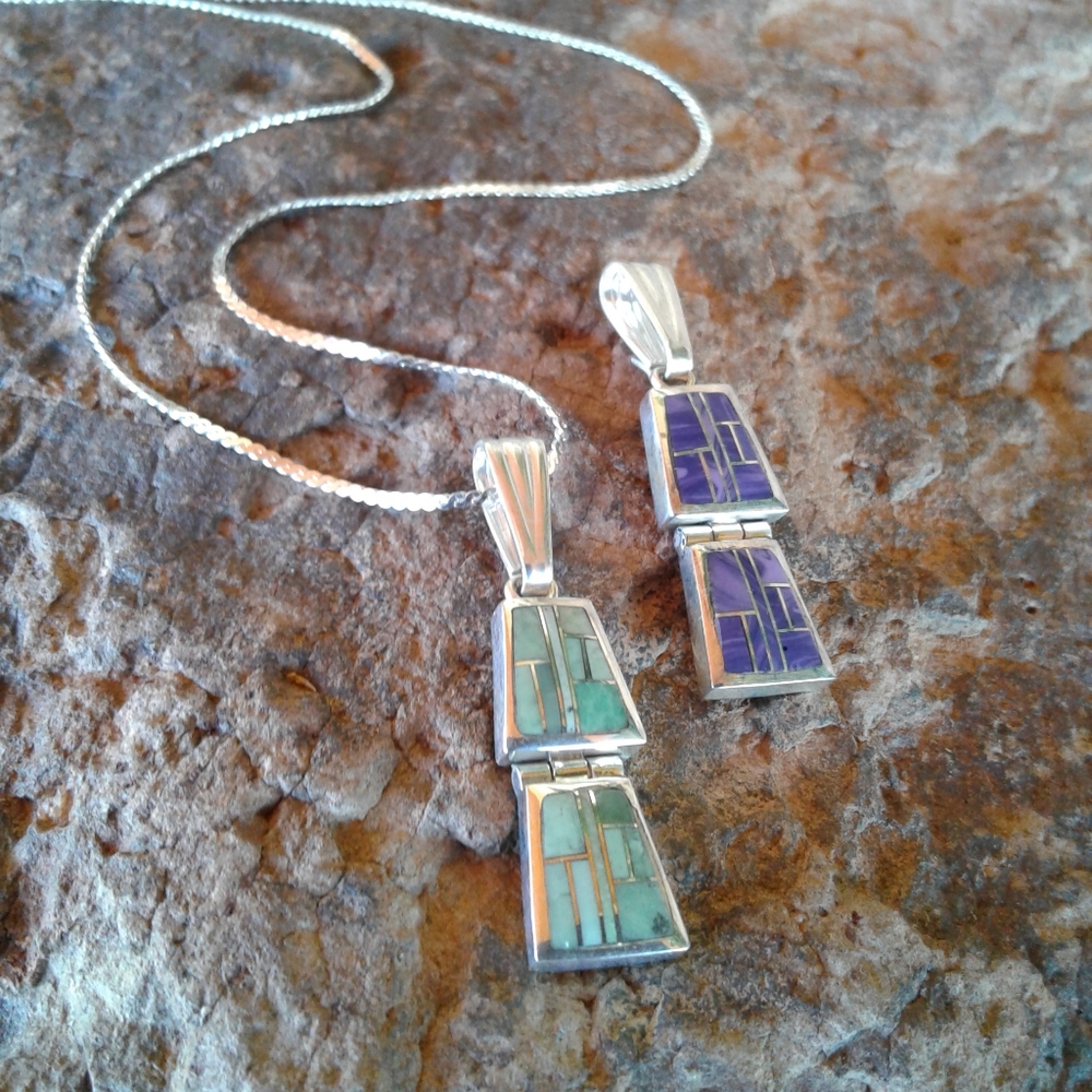 Sterling Silver inlay pendant Set